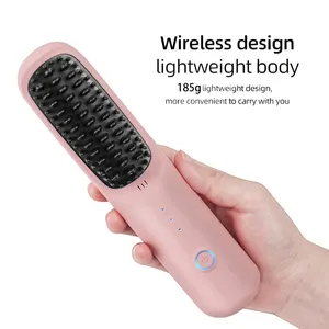 Portable Usb Cordless Hair Straightener Brush Hot Air Mini Electric Hair Straightener Comb