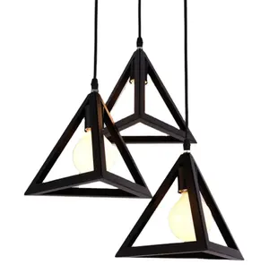 Sıcak satış İskandinav endüstriyel demir asılı lamba iç mekan aydınlatması E27 vintage üçgen demir kolye ışık (1059-3)