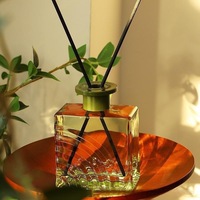 Bouteille en verre diffuseur de parfum sans flamme à rayures verticales carrées de 200 ml, ornement de décoration d'intérieur, flacon de parfum avec bouchon à vis, vente en gros