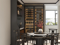 Vente directe usine : Meuble de salon pour vin et spiritueux, avec cave à vin intégrée, couleur rouge vin