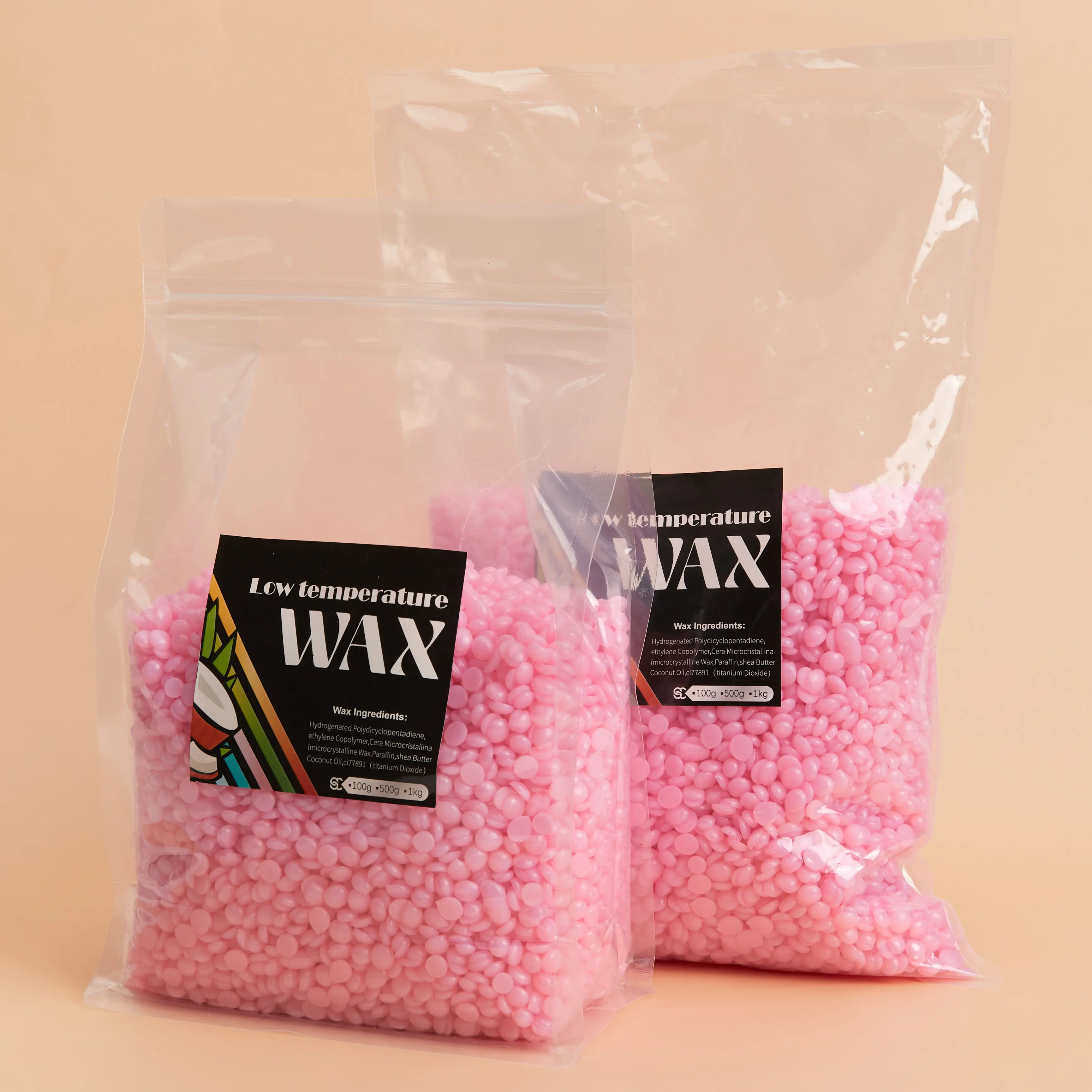 DOLL WAX 1kg glitter shiny pink Rosin Free Hair Removal Depilatory Hard Wax Beads For All Skin Type