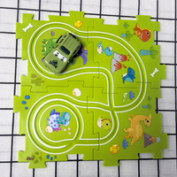 Juguete de rompecabezas de avión y coche de riel eléctrico DIY para niños, montaje gratuito hecho de plástico duradero con una escena de mapa de la ciudad