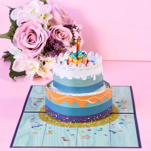Nouvelle carte pop-up créative d'anniversaire en papier 3D faite à la main avec des sculptures en papier pour un gâteau de bénédiction - Product Image 2