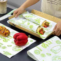 Papier alimentaire biodégradable et écologique imprimé avec logo personnalisé, résistant à la graisse, pour l'emballage de hamburgers, shawarmas et burritos