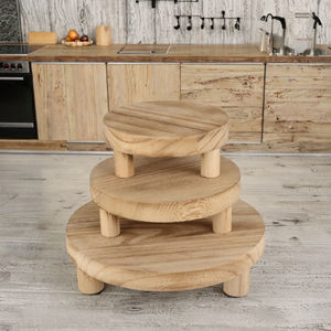 Étagère ronde en bois à trois niveaux personnalisable, finition polie écologique pour le rangement, acceptation des commandes de produits en bois - Product Image 3