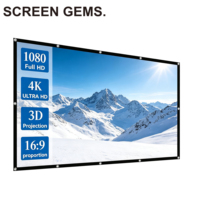 Écran de projection Hotack 100 pouces 16:9 4K HD pliable 3D en tissu blanc mat anti-lumière, écran de projection portable pour films à domicile