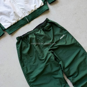 Factory Custom 2 Piece Patchwork Design Nylon Tracksuit <b>Zipper</b> <b>Jackets</b> and Nylon Pants Jogging Suit Lightweight Windbreaker Set - Product Image 3
