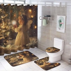 Cortina de Ducha de Poliéster con Diseño de Árbol de Navidad, Cortina de Baño con Impresión Digital Personalizada, Impermeable, Venta al por Mayor, Moderna - Product Image 6