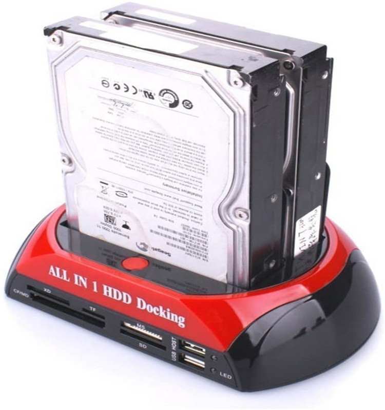 Dual ranuras USB 2,0 SATA IDE HDD estación de acoplamiento con lector de tarjetas para 2,5 IDE de 3,5 pulgadas disco duro SATA (No apoyo el WD IED