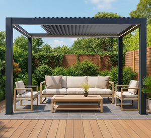 Pergola Retrattile da Giardino in Alluminio Verniciato a Polvere, Impermeabile, Motorizzata, Ecologica, per Esterni, Patio e Cortile - Product Image 5