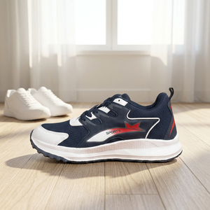 Chaussures de sport respirantes en caoutchouc bleu marine, légères, antidérapantes, avec embout en acier pour la sécurité, idéales pour l'intérieur - Product Image 1