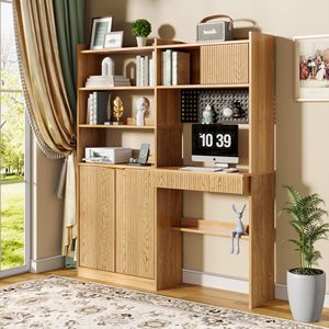 Großhandel Moderne Heimbüro-Möbel Computertisch mit Aufsatzregal und Pegboard-Aufbewahrungsschrank Schreibtisch - Product Image 2