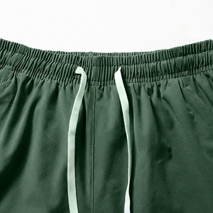 Shorts cargo décontractés classiques d'été pour hommes en coton, couleur unie, avec doublure en maille, cordon de serrage, écologiques, anti-plis, taille mi-haute - Product Image 1