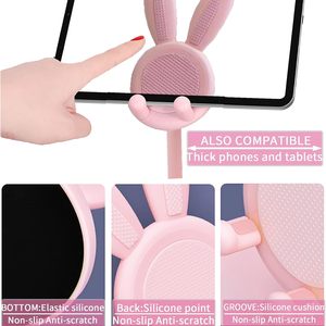 Organiseurs de bureau à thème lapin mignon, très vendus en 2024 : supports de téléphone/tablette télescopiques, réglables et portables - Product Image 2