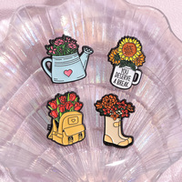 Ensemble de pin's en émail floraux mignons, broches vintage en forme de fleurs, pin's de revers, broches en forme de bottes, arrosoir et tournesol, badges pour sacs, vêtements et cadeaux