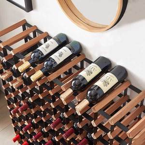 Wine Shelf Manufacturer Custom Wine Shelf Holder Display Storage Wood Wine Rack Free Standing Floor Bamboo Wooden Wine Rack