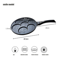 Poêle à frire antiadhésive en alliage d'aluminium avec revêtement granit, 7 trous, design mignon, compatible induction pour la cuisine à domicile
