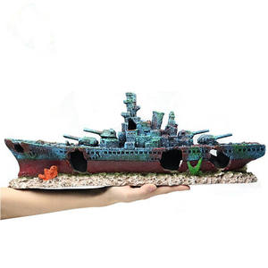 Nieuw Aquarium Schip Wrak Ornament Torpedobootjager Marine Oorlog Boot Aquarium Grot Decor - Product Image 2