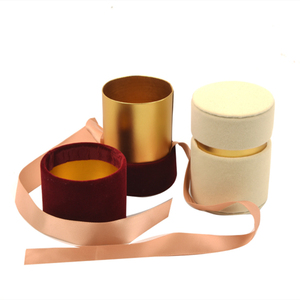 Custom Luxury High-end Round Velvet Gift Box Packaging Small Box for <strong>Wedding</strong> Favors Candied <strong>Packing</strong> with Ribbon - Product Image 1