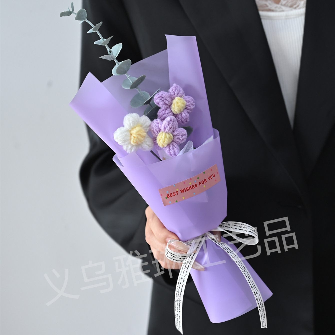 Three puff purple flowers purple paper