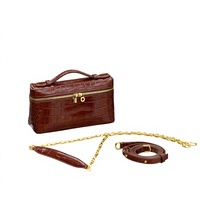 Sac mini bandoulière fourre-tout haut de gamme pour femme en cuir pleine fleur gaufré motif crocodile style rétro avec fermeture éclair et chaîne