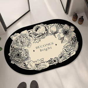 Tapis de bain rectangulaire en terre de diatomée à motifs floraux, antidérapant, absorbant, séchage rapide, pour la maison et la salle de bain - Product Image 4