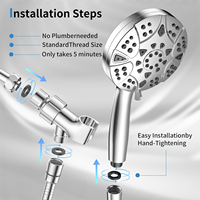 Accessoires de salle de bain d'usine : Pommeau de douche pluie à main avec filtre, 9 réglages, en ABS