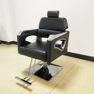 Sillón de Barbería Hidráulico Moderno con Estructura de Acero Inoxidable y Tapicería de Cuero Sintético para Salón de Belleza, Peluquería y Estudio de Cabello - Product Image 5