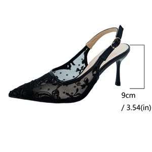 Nouvelles Chaussures à Talons Hauts 2026 en Dentelle et Résille Ouverte, à Bout Pointu et Talon Fin Ultra-Mince, Bout Carré - Product Image 3