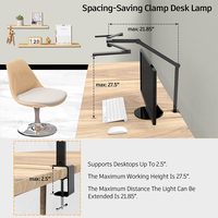 Lampe de Bureau LED Haut de Gamme à Bras Pivotant en Métal pour Moniteur, Idéale pour Bureau, Maison, Hôtel, Salon de Lecture