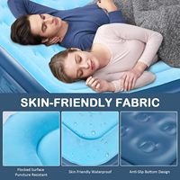 LGM Matelas gonflable pliable de taille Queen avec pompe intégrée et sac de transport Oreillers surélevés floqués pour le camping en plein air
