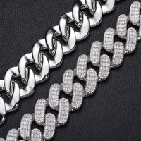Chaîne cubaine losange Miami 28 mm la plus vendue sur AMZ, entièrement sertie de zircone cubique, plaqué or 18 carats, en laiton, collier hip-hop pour homme