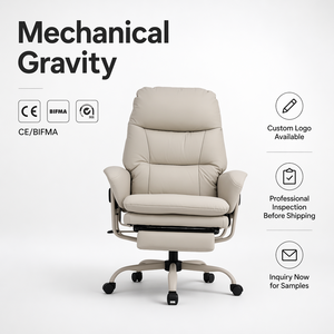 Fauteuil de bureau de direction <span class=keywords><strong>à</strong></span> suspension mécanique, fauteuil de patron inclinable de luxe en PU avec repose-pieds rétractable - Product Image 2