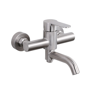 Baignoire murale <span class=keywords><strong>Robinet</strong></span> <span class=keywords><strong>d</strong></span>'<span class=keywords><strong>arrosage</strong></span> en satin Ensemble de bec rotatif Sus 304 Mélangeur de douche en acier inoxydable Salle de bain avec barre coulissante - Product Image 2