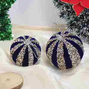 Ensemble de Boules de Noël en Velours Floqué de Styles Variés, Ornements Scintillants à Paillettes pour Arbre de Noël, Décoration en Gros pour la Maison et le Nouvel An - Product Image 4