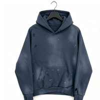 Sweat à capuche unisexe vintage tie-dye délavé effet vieilli, épais, personnalisé, avec éclaboussures de peinture pulvérisée, pour l'hiver, couleur unie, OEM