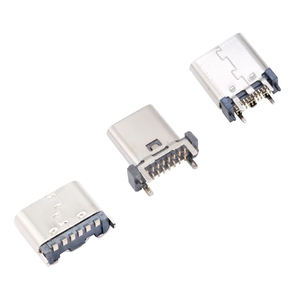 Conector USB Tipo-C Hembra de 16 Pines, Carcasa de Acero Inoxidable, Terminales de Soldadura, Compatible con Conectores Molex TE JAE JST para Carga de PCB - Product Image 1