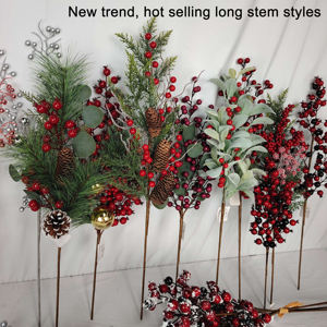 Senmasine التقاطات الاصطناعية مع الكريسماس خشب الصنوبر التوت الأحمر كرات الزينة DIY الشتاء عطلة xmas الديكور - Product Image 5