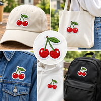 Op maat gemaakte groothandel kersen fruit borduurpatch strijk-op applicatie voor jas tas lage minimale bestelhoeveelheid rechtstreeks van de fabriek