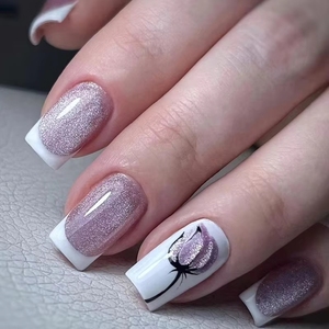 <span class=keywords><strong>Uñas</strong></span> postizas minimalistas de diamante pequeño con patrón de hueso europeo, blancas y <span class=keywords><strong>sencillas</strong></span>, semimanufacturadas, aptas para máquina, venta al por mayor a bajo precio. - Product Image 2