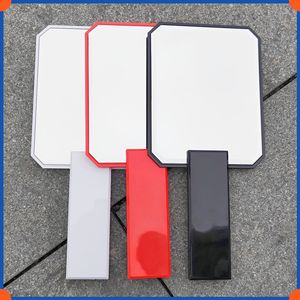 Handheld Skin-friendly Makeup <b>Mirror</b> Single-Sided Plastic Handle Black Frame <b>Square</b> Shape Custom Logo - Product Image 3