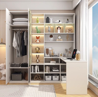 Bureau d'angle en L avec étagère et armoire - Meuble d'hôtel moderne multifonction en bois massif pour l'étude et l'informatique