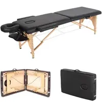 Table de massage pliante portable en bois à 2 sections, réglable, professionnelle, pour spa et salon de beauté, avec sac – Vente en gros usine