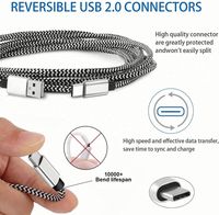 Câble Micro USB pour Téléphone Portable - Câble USB en Nylon de 10 Pieds pour Téléphone - USB 2.4A - 1m 2m 3m - Câble de Charge Rapide 3 en 1 en Nylon Tressé