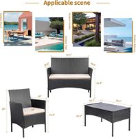 Ensemble de canapés en rotin imperméable moderne pour l'extérieur, table basse en verre trempé, mobilier 4 pièces pour patio, jardin, balcon, hôtel, parc