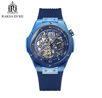 Montre squelette mécanique automatique de haute qualité pour homme avec réserve de marche, aiguilles lumineuses, bracelet en silicone, OEM, luxe et mode