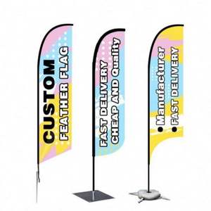 Drapeaux publicitaires extérieurs 100% polyester, simple ou double face, personnalisés, type plume - Product Image 5