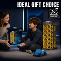 XJD JD157 2026 Nouveaux Kits d'Architecture Classique MOC Créativité Espace Lancement Mobile avec Voiture Bleue Cadeaux 1068 pièces Ensembles de Blocs de Construction