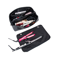 Sac de rangement pour outils capillaires personnalisé avec manchon résistant à la chaleur, étui de voyage noir pour fers à boucler et fers à lisser