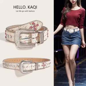 Marcas famosas Custom Boy Cow Hide Tornillo extraíble Western Stud Conchos para hebilla Bling Crystal Rainbow Rhinestone personalizado para - Product Image 2